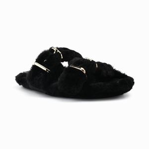 Nine West Plush Cozy Flat Slippers - Black - Ireland (RI9340786)